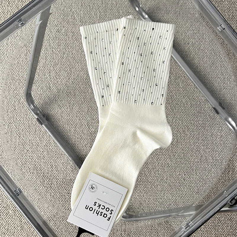Chaussettes Blanches Paillettes Femme