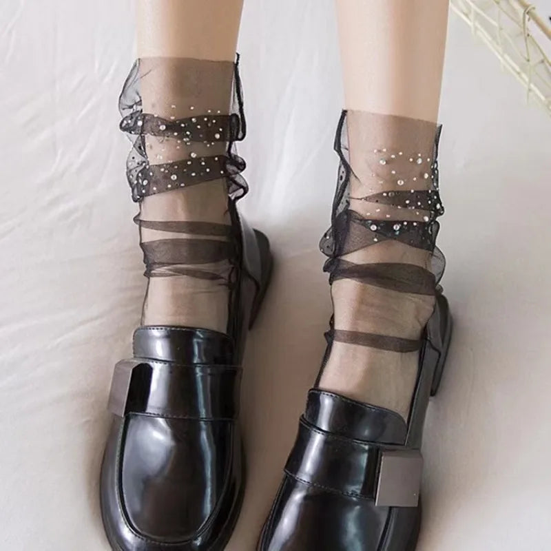 Chaussettes Transparentes Noires Paillettes