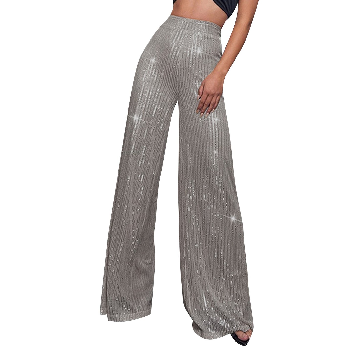 Pantalon Paillette Argente