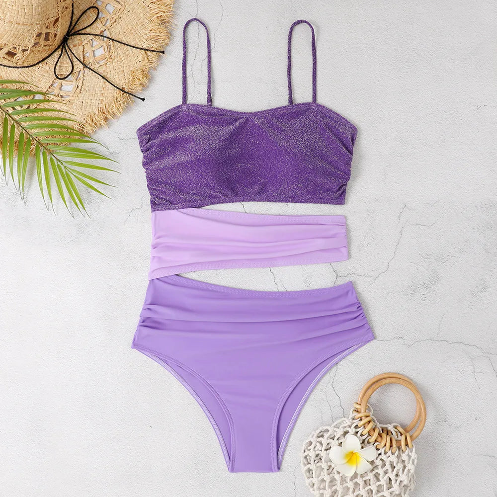 Maillot De Bain Pailleté Violet