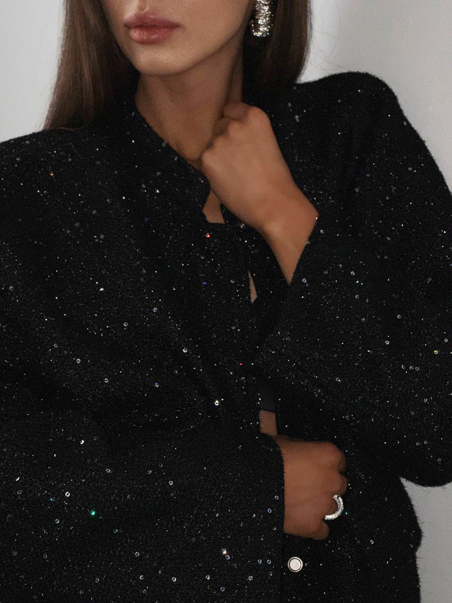 Veste Noire A Paillette Femme