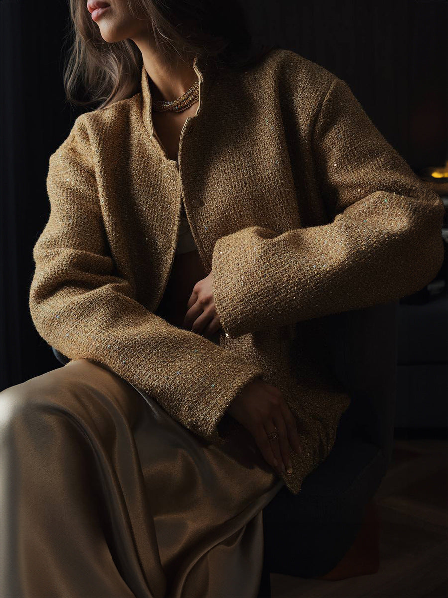 Veste Pailletée Doré Femme