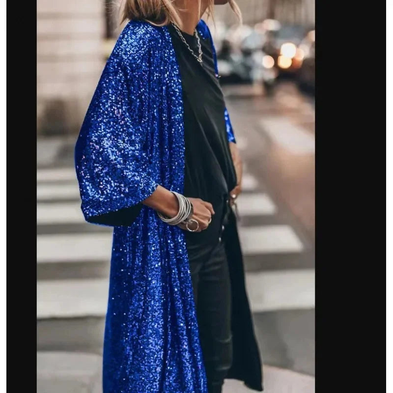 Veste Femme Chic Bleu Avec Strass