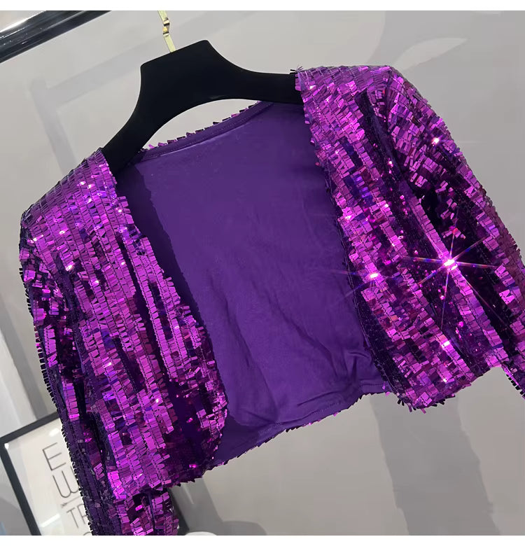 Veste Femme Avec Paillettes Violettes zoom
