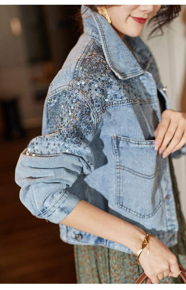 Veste Jean Paillette Femme