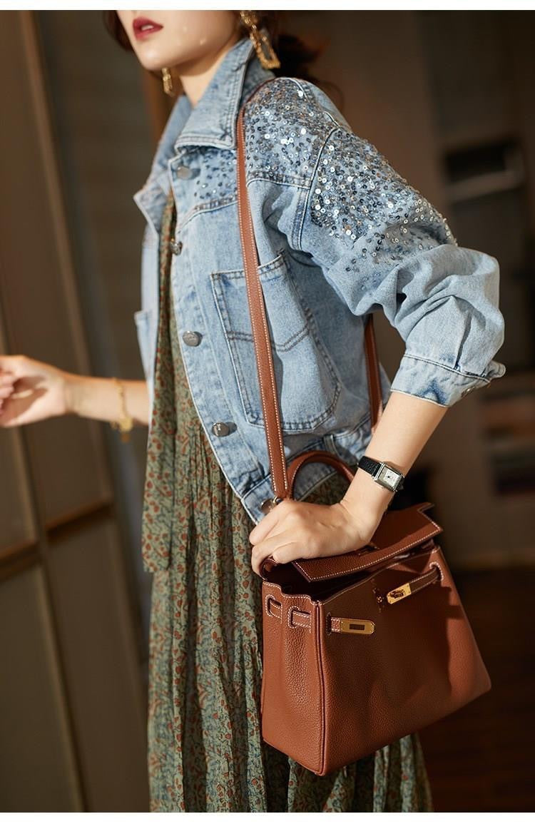 Veste Jean Paillette Femme
