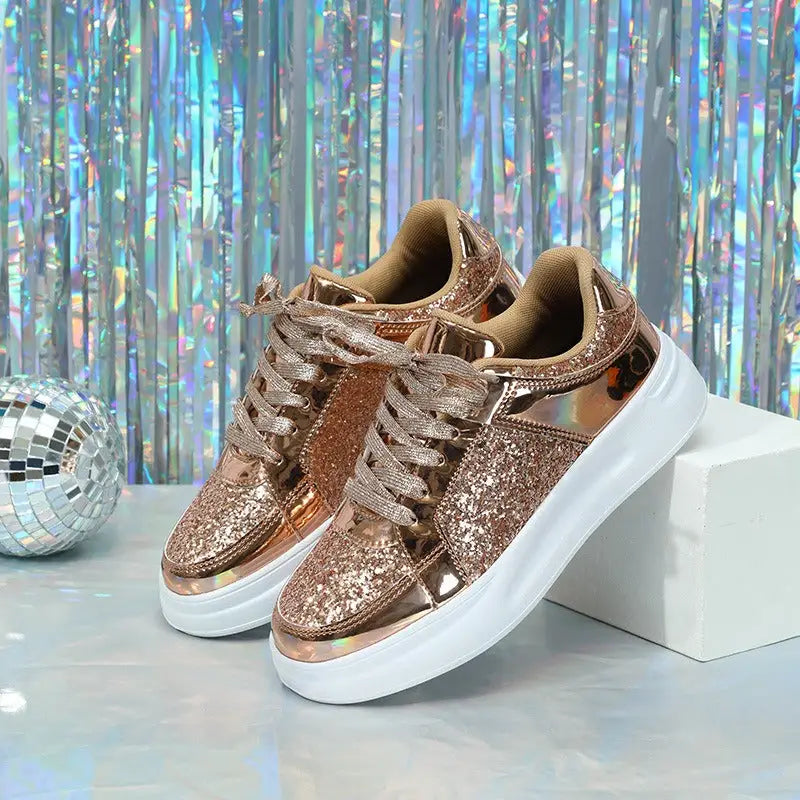 Basket Beige Femme Paillette - baskets