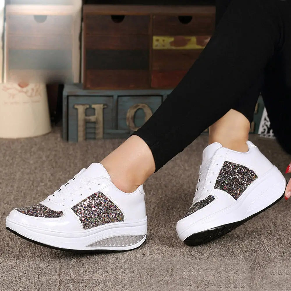 Basket Blanche Paillette Femme - baskets