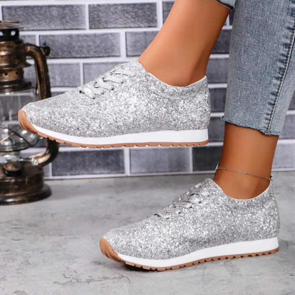 Basket Femme Argent Paillette - baskets