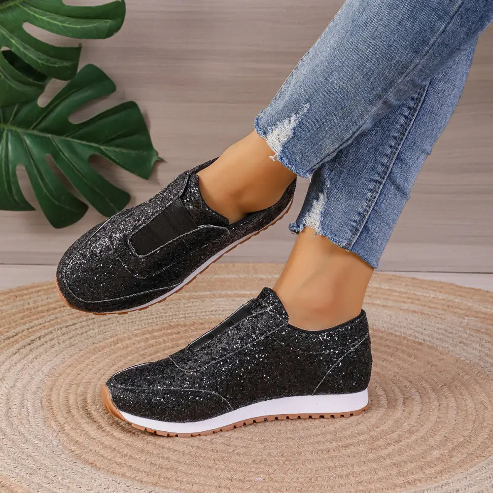 Basket Femme Noir Paillette - baskets