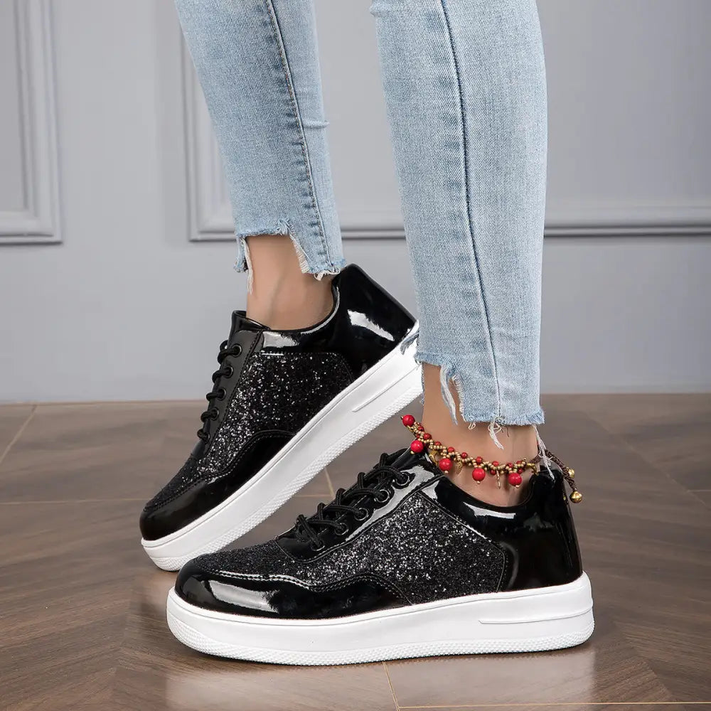 Basket Femme Paillette Noir - baskets