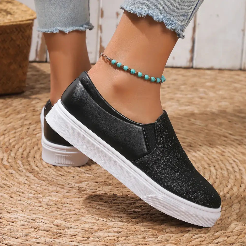 Basket Noire Paillette Femme - baskets