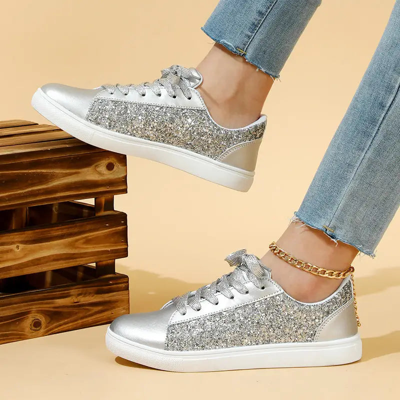 Basket Paillette Argent Femme - baskets