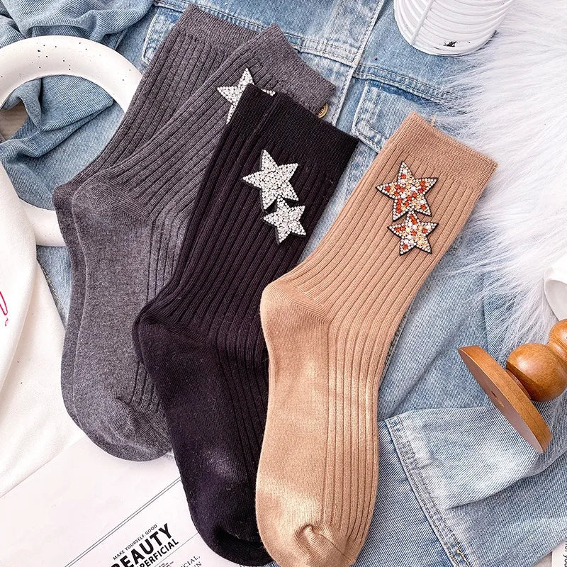 Chaussettes Paillettes Beige