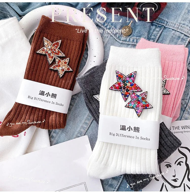 Chaussettes Roses A Paillettes Avec Des étoiles