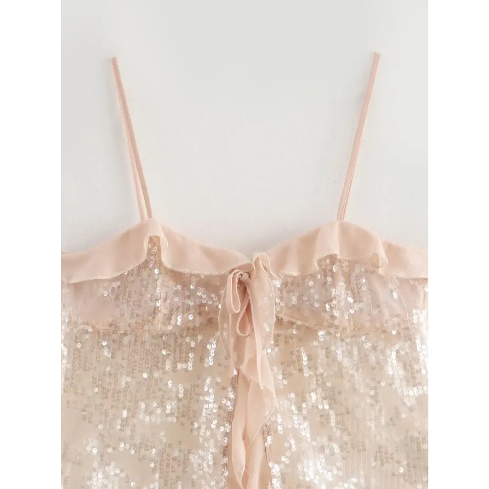 Haut Femme Beige Paillettes - hauts