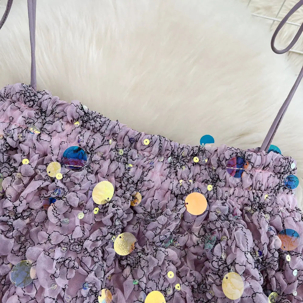 Haut Femme Brillant Sequins Paillettes - hauts