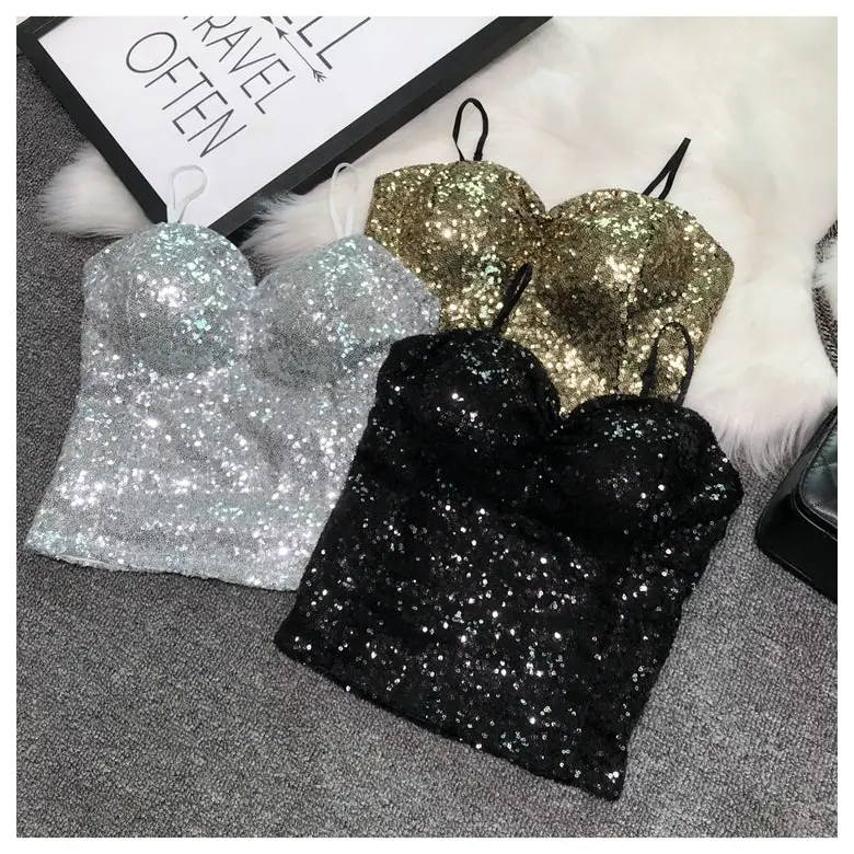 Haut Noir Pailleté Femme - hauts