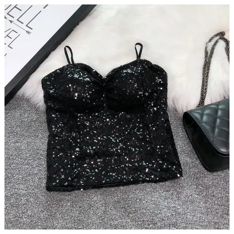 Haut Noir Pailleté Femme - hauts