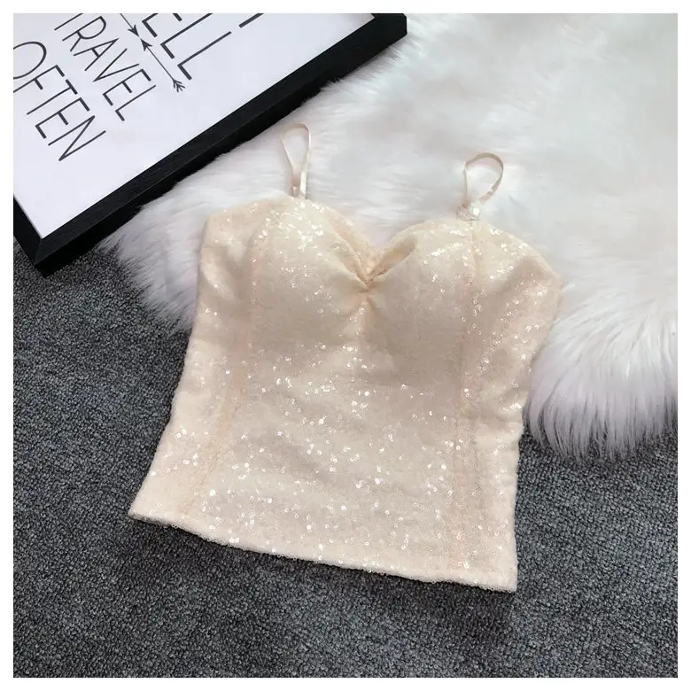 Haut Paillette Femme Soiree Blanc - hauts