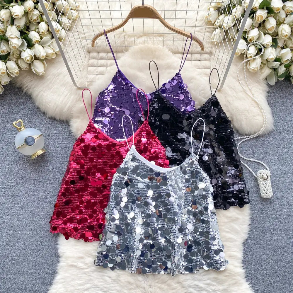 Haut Paillette Noir Femme - hauts