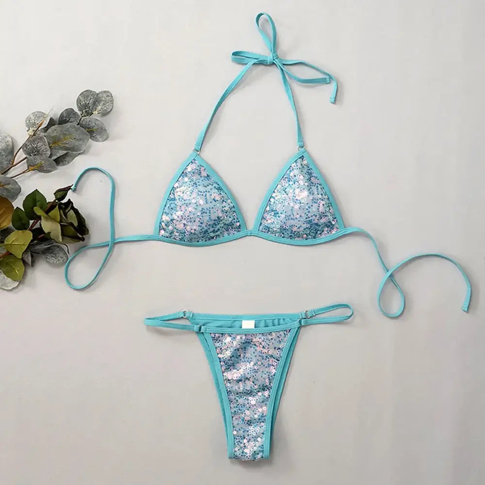 Maillot De Bain Bleu Paillette - maillots de bain