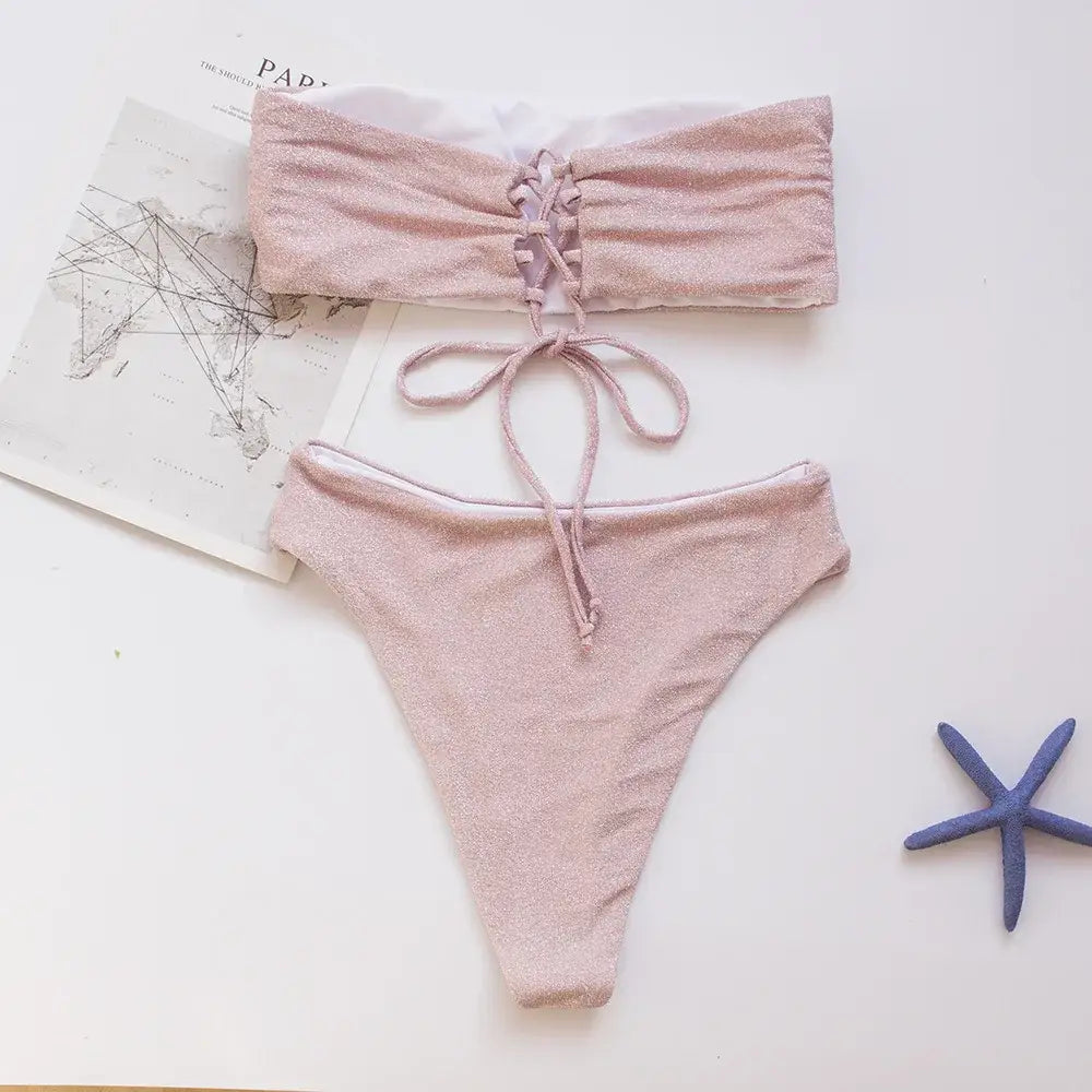 Maillot De Bain Rose Paillette - maillots de bain