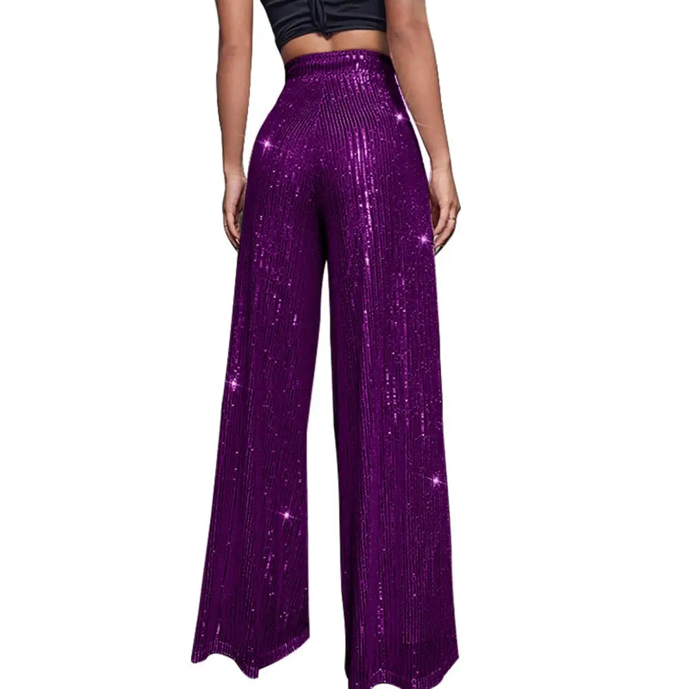 Pantalon Large A Paillettes - pantalons