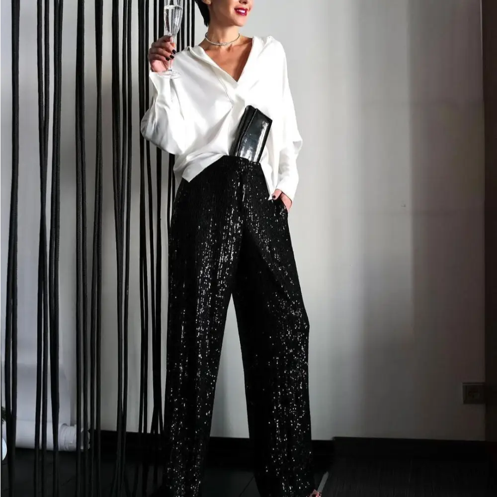 Pantalon Pailleté Noir - pantalons