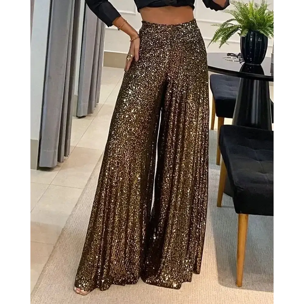 Pantalon Paillette Or - pantalons