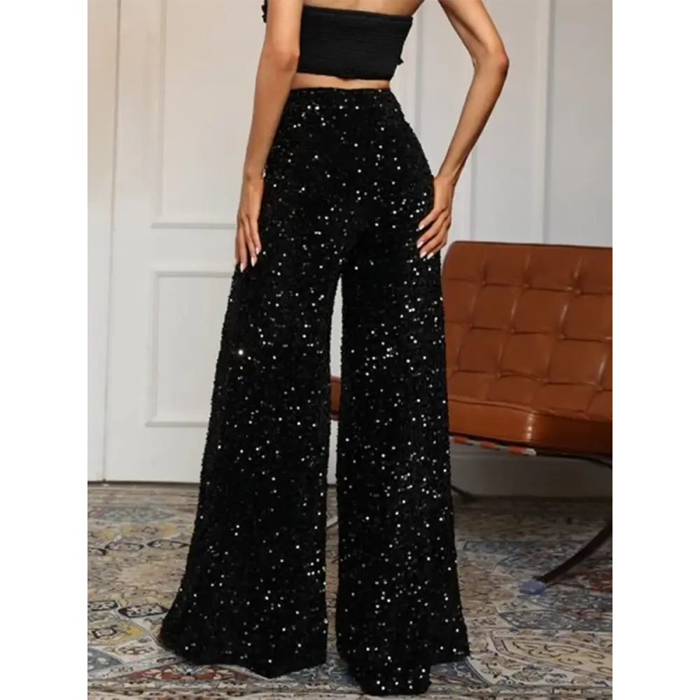 Pantalon Paillettes Noir Femme - pantalons