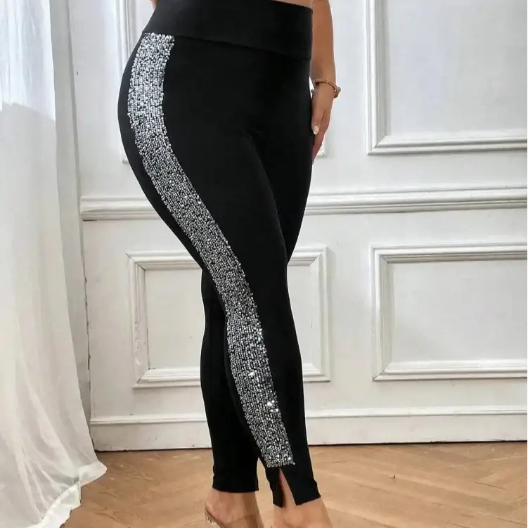 Pantalon Paillettes Noir - pantalons