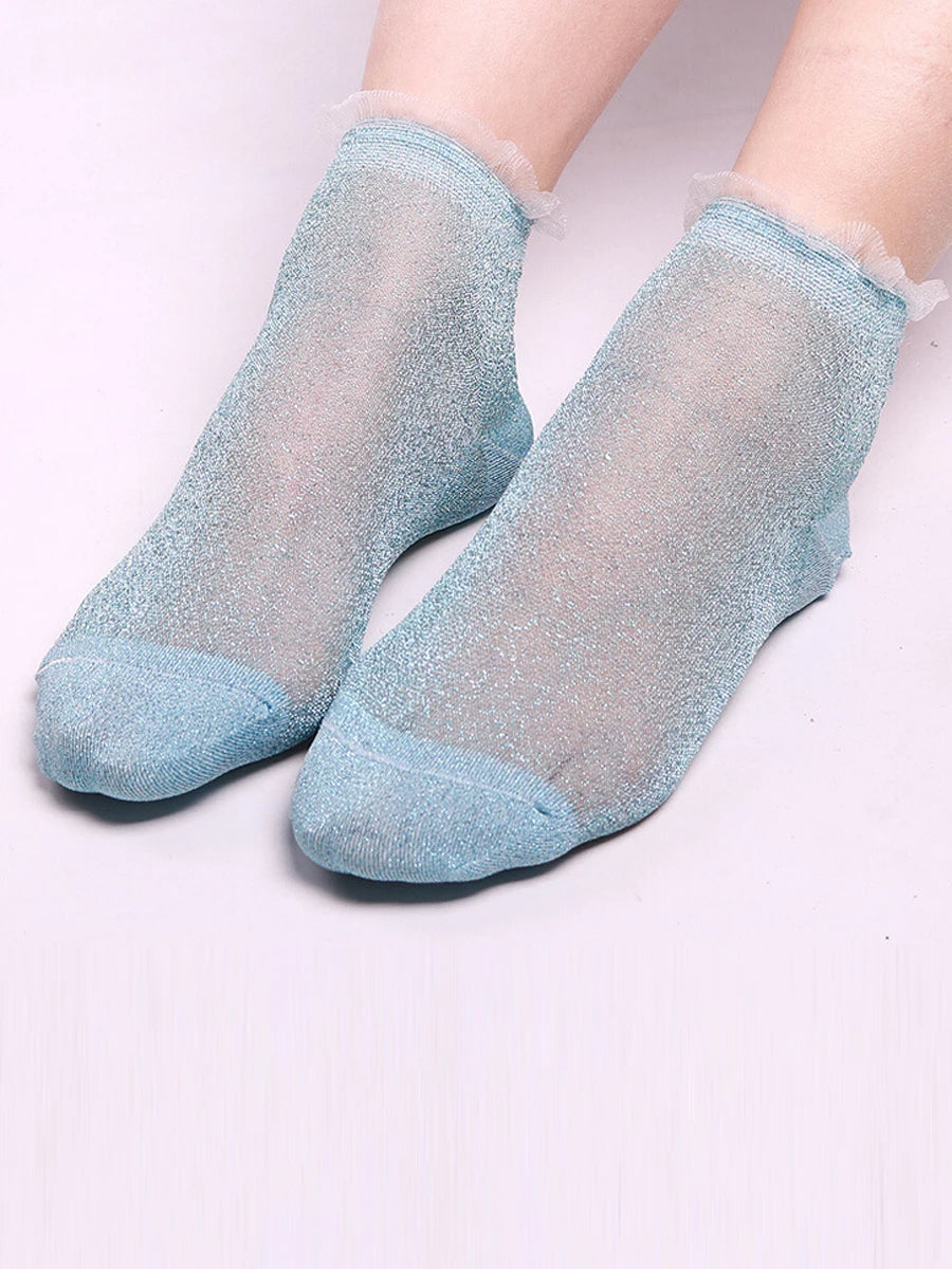 Chaussettes Paillettes Transparentes Volant