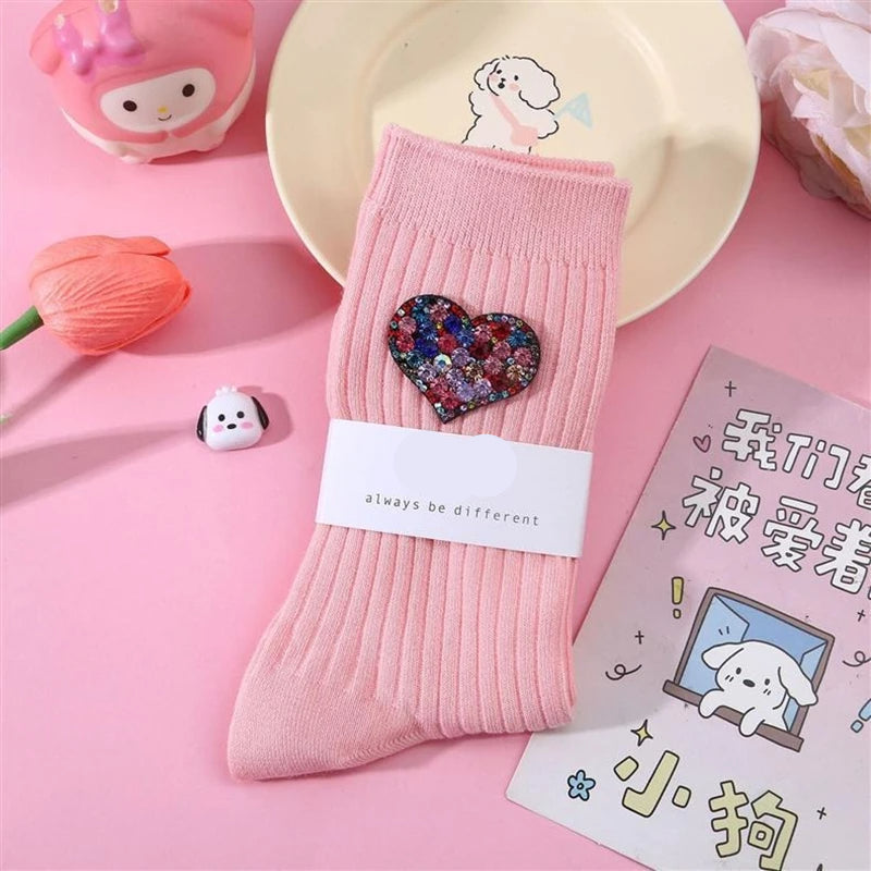 Chaussettes Roses Coton Paillette