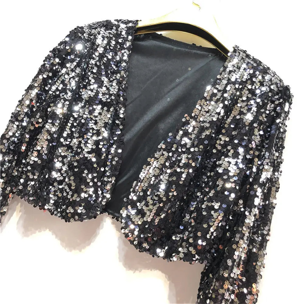 Veste Femme Paillette Noire - vestes