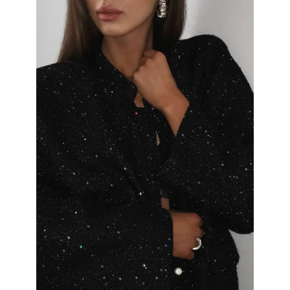 Veste Noire A Paillette Femme - vestes