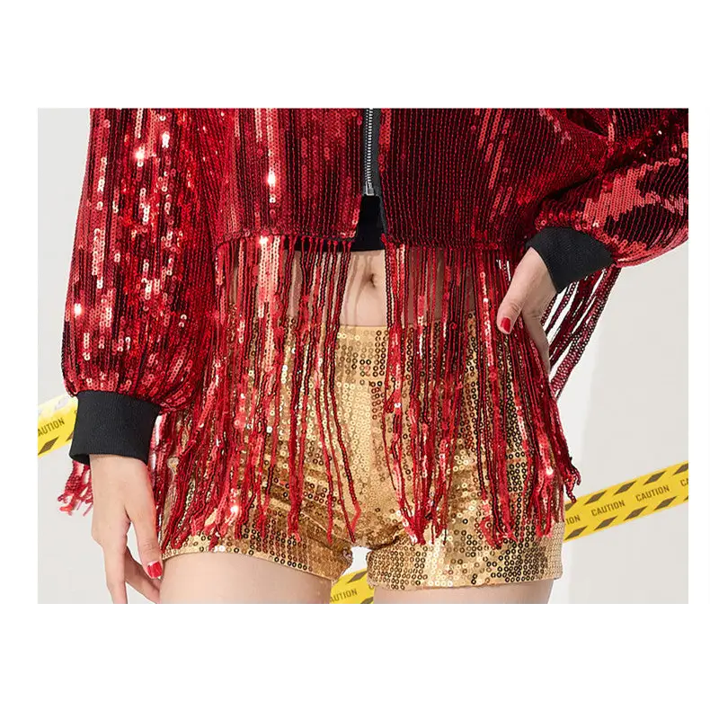 Veste Paillette Rouge Femme - vestes