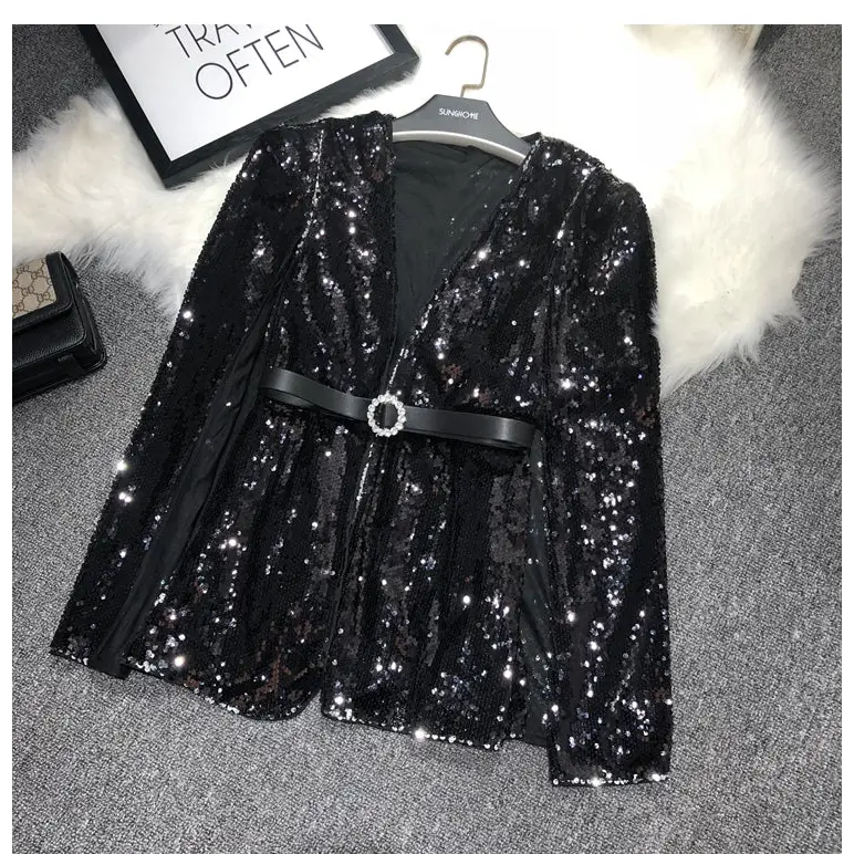 Veste Paillettes Noire Femme - vestes