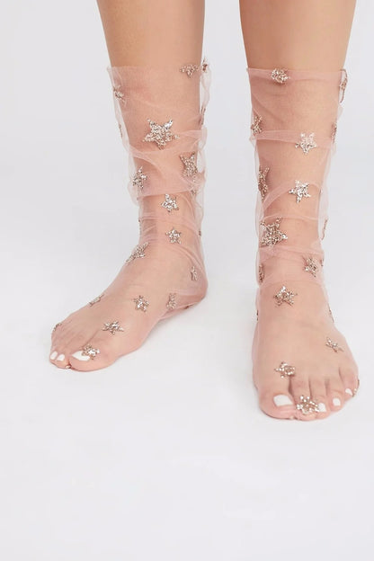 Chaussettes Roses A Paillette