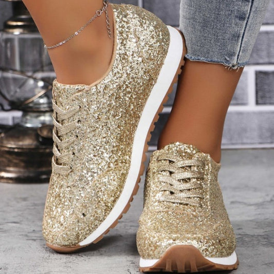 Basket Doré Pailleté Femme