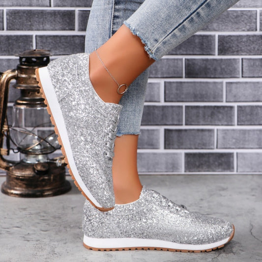 Basket Femme Argent Paillette
