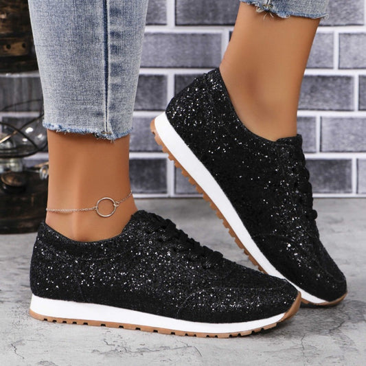 Basket Noir Paillette Femme