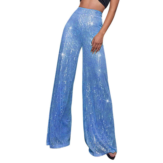 Pantalon Large Pailleté Femme