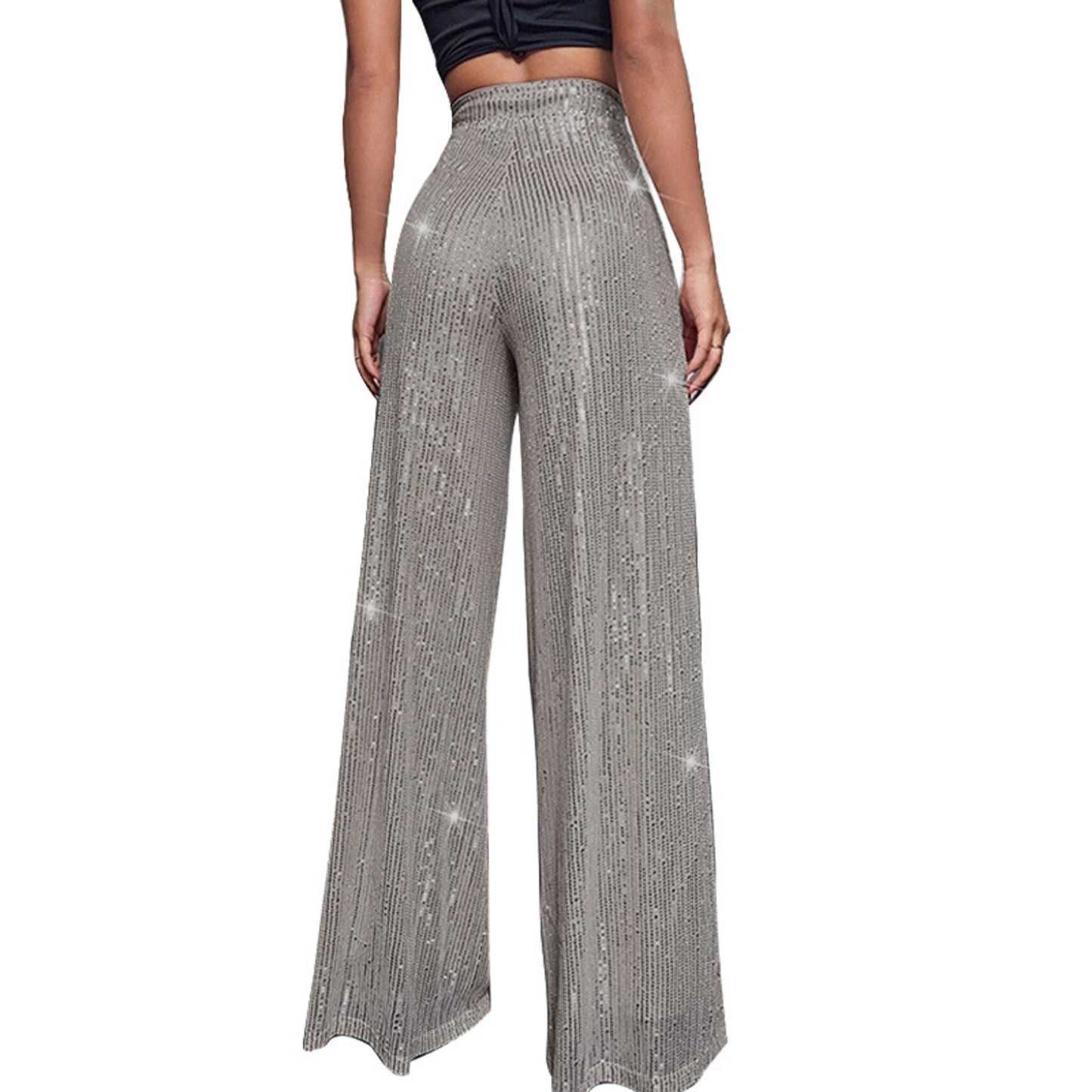 Pantalon Paillette Argente