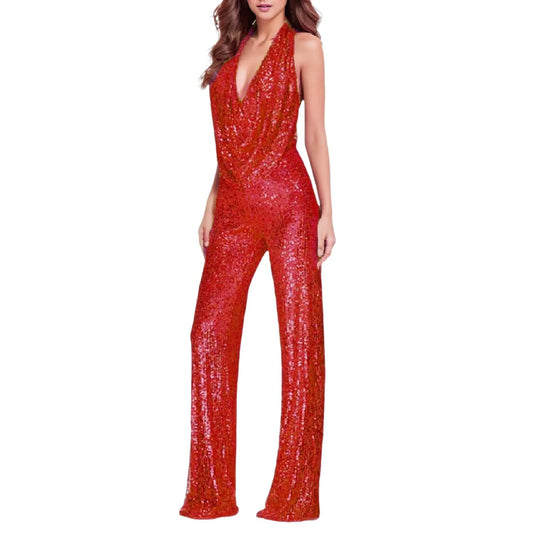 Combinaison Femme Paillette Rouge