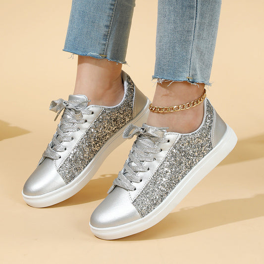 Basket Paillette Argent Femme