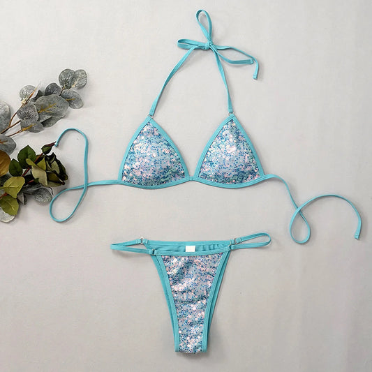 Maillot De Bain Bleu Paillette