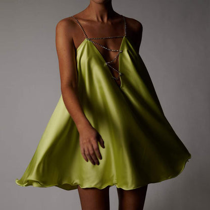 Robe de Soiree Verte Paillette