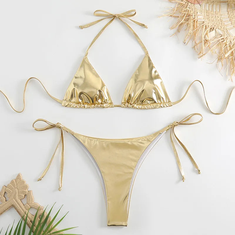 Maillot De Bain Paillette Doré