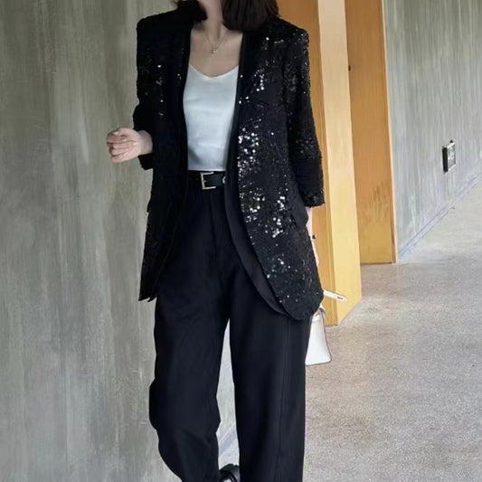 Veste Noire Paillettes Femme